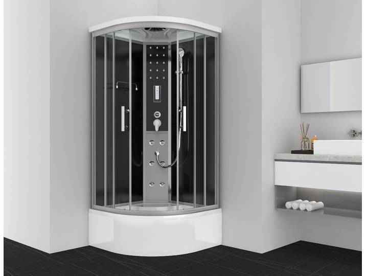 Komplettdusche SANOTECHNIK Komplettduschkabine VITA , schwarz (chrom), B:90cm H:215cm T:90cm, Duschkabinen, Komplettdusche, Maße: 90x90x215cm