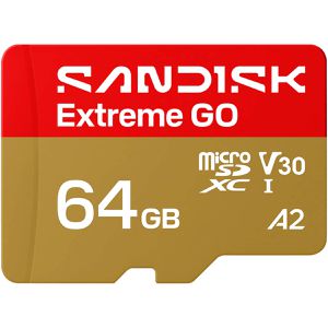 SanDisk Micro-SD-Karte Extreme Go, 64GB, bis 170 MB/s, mit V30 und UHS-I U3, SDXC