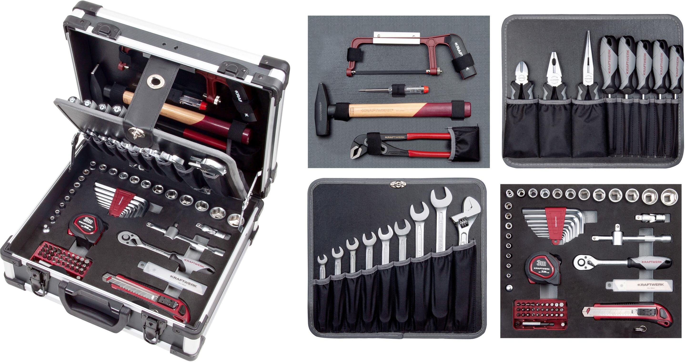 Werkzeugset KRAFTWERK "Alu B143", rot (schwarz, silberfarben, rot), B:32,5cm H:16cm, Werkzeugsets, Werkzeugset schwarz, silberfarben, rot Einheitsgröße