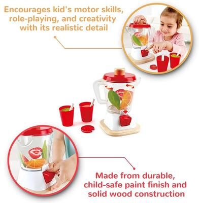 Hape Smoothie Blender Wooden Kitchen Accessory Playset, Childrens Play Toy