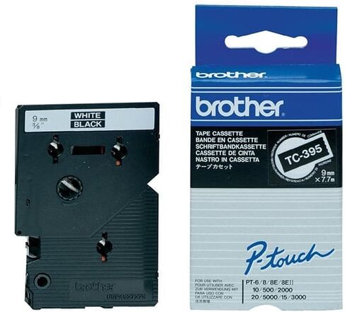 Brother TC-395 fita branco sobre preto 9 mm