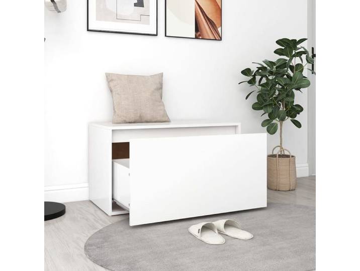 Meuble de couloir Blanc - Banc d'entrée - 80x40x45cm Blanc - Bois d'ingénierie 623 876912211