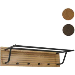 Wandgarderobe HWC-N78, 2 Kleiderstangen 4 Haken, skandinavischer Stil Metall Holz Melamin MVG 20x80x27cm ~ natur