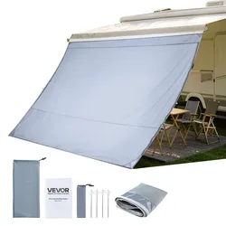 VEVOR Sonnenschutz (2 x 2,8 m) für Markisen (3 m), Markisen-Vorderwand mit UV50+ & Reißverschluss-PU-Bezug & Doppelt Genähtem Polyester-Netzgewebe, Regenschutz für Wohnmobil, Camping & Wohnwagen