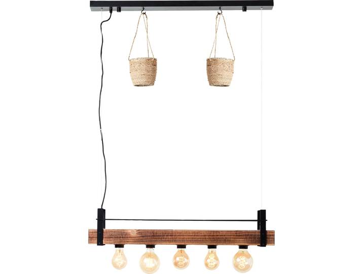 BRILLIANT Bankwood Pendelleuchte 5flg schwarz/holzfarbend 99541/76