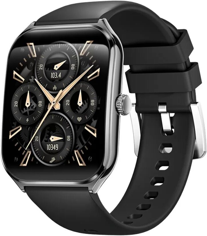 INF Space Gray Smartwatch mit schwarzem Silikonarmband – Fortschrittliches Gesundheits- und Fitnesstracking
