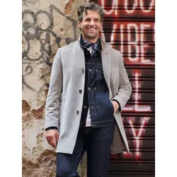 emilio adani Herren Mantel mit dezenter Struktur Beige slim fit uni Knopfleiste - 46