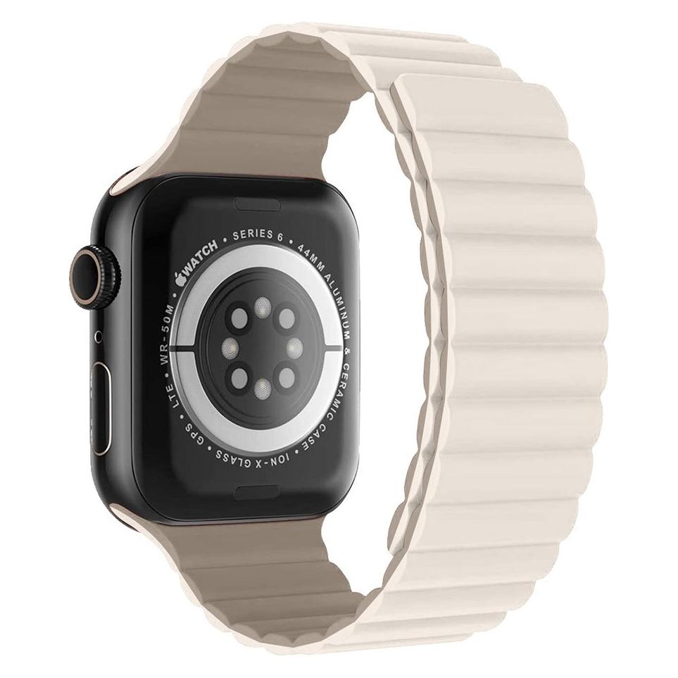 Devia Nature Silikon-Magnetarmband in Sternenstaubweiss für Apple Watch (44/45/46 mm) (46 mm, Silikon) (6942297104433)
