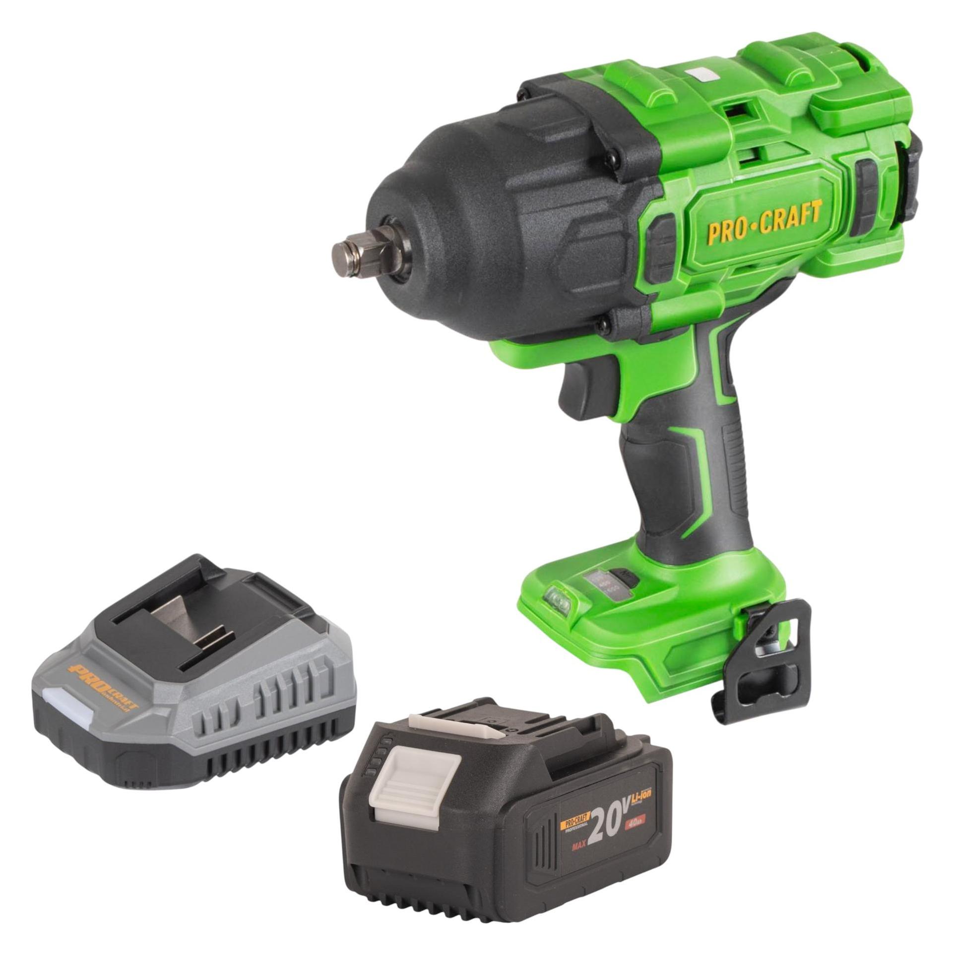 Procraft PWA80bb Akku Schlagschrauber 20 V 1600 Nm 1/2" Brushless + 1x Akku 4,0 Ah + Ladegerät (Schlagschrauber) (PWA80bb)
