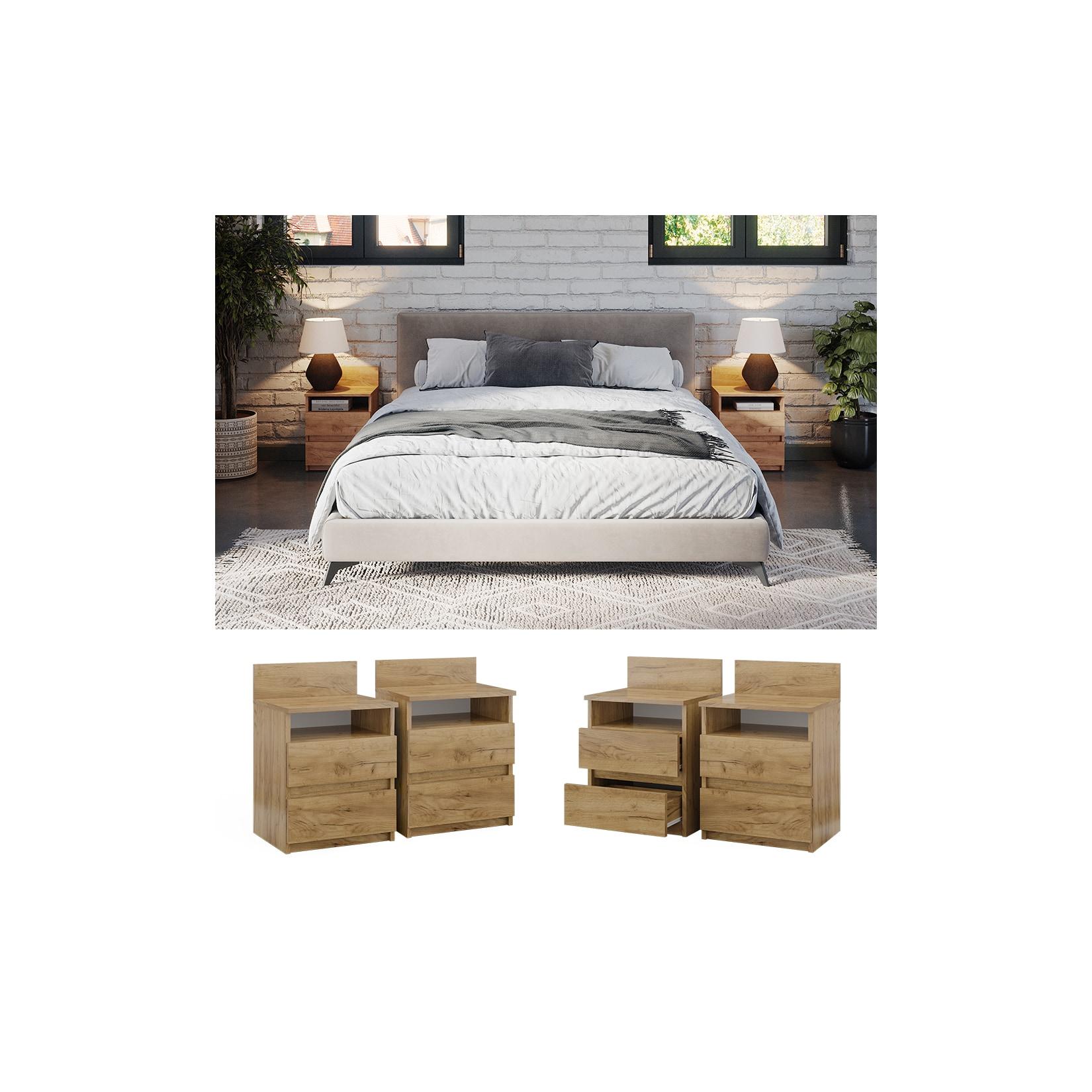 Vicco Nachttisch 2er Set Monty, 39,6 x 59,1 cm, Goldkraft Eiche, 2 Schubfächer