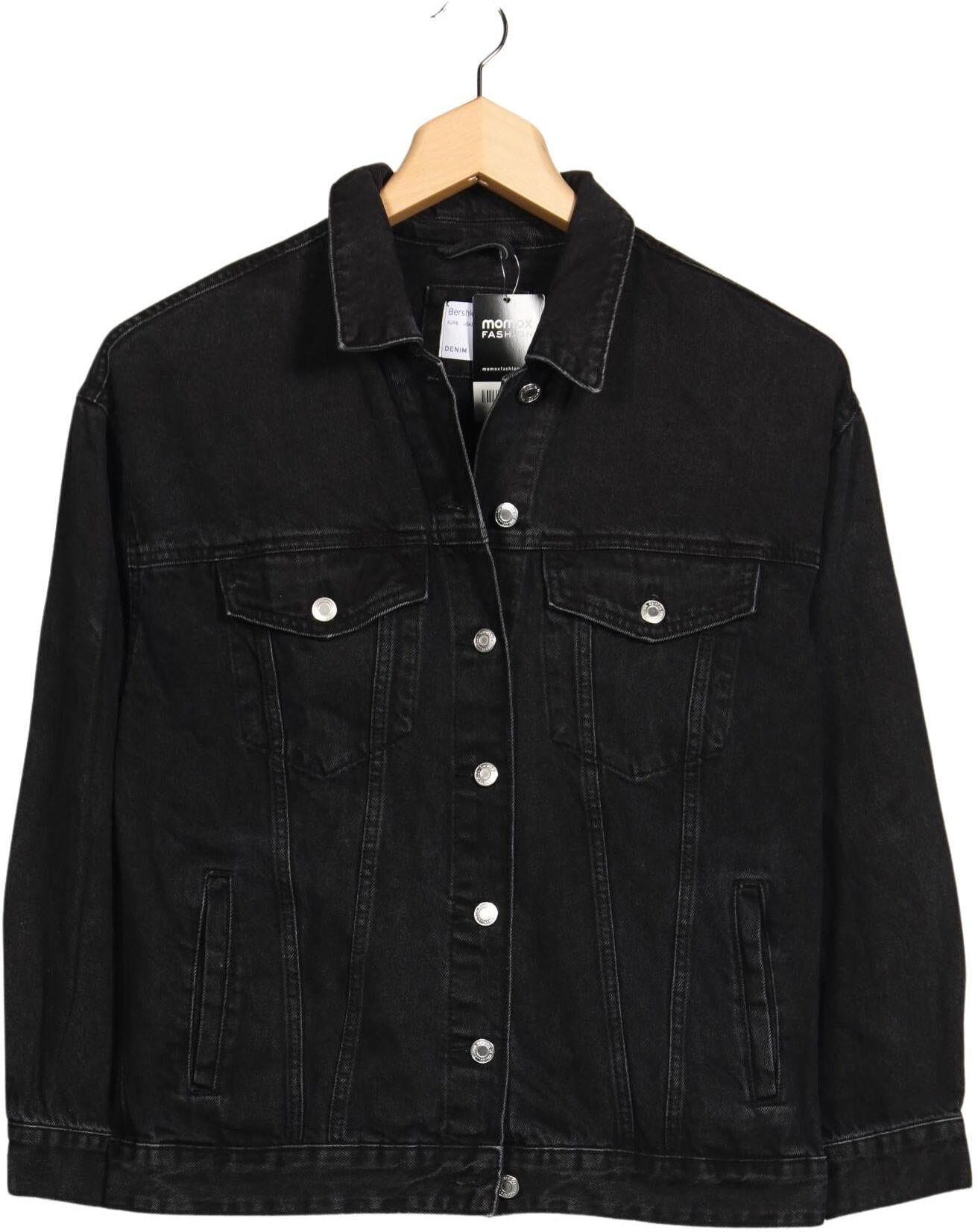 bershka Herren Jacke, Schwarz, Gr. S, Baumwolle - Second Hand
