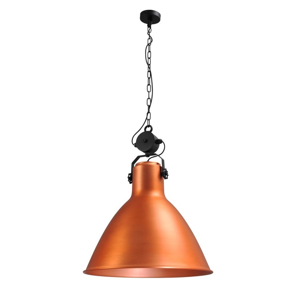 Masterlight Industria 58 retro industriële hanglamp zwart met koperen kap