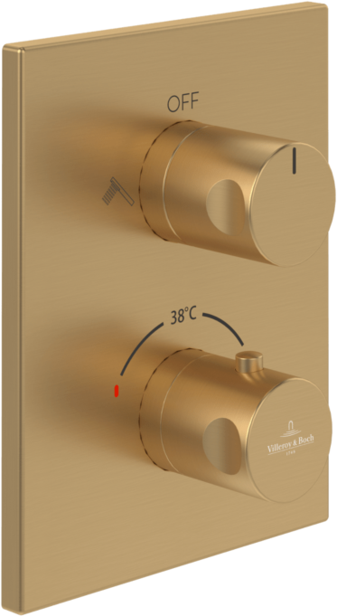 Villeroy und Boch Villeroy & Boch Universal Taps & Fittings Fertigmontageset TVD00065300076 Unterputz-Duschthermostat, eckig, mit Zweiwege-Mengenregulierung, brushed gold