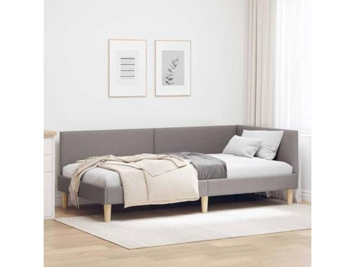 YUOTYRKTEJRSG Eckbett als Sofa umwandelbar platzsparend 80x200 cm Taupe Eckbettgestell Taupe 80x200 cm Stoff Sperrholz L-Form Tagesbett mit Lattenrost Schlafsofa Platzsparend für kleine Wohnungen