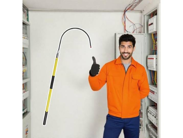 Isolierte Rettungsstange Hochspannungs-Rettungsstange mit Isoliertem Haken, Abnehmbarer Fiberglas-Rettungshaken, Sicherheitswerkzeug für Elektriker, Rettungsstangen-Set für Elektroreparaturen(Yellow,1
