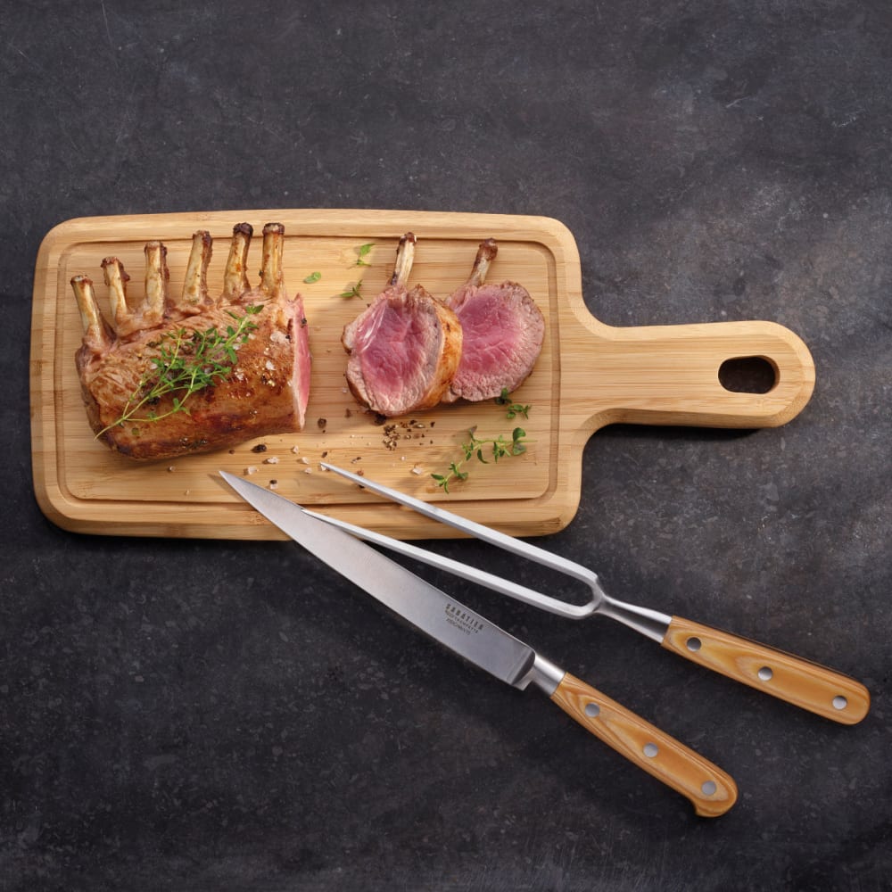 Sabatier Trompette Cuchillo y tenedor trinchar  madera claro