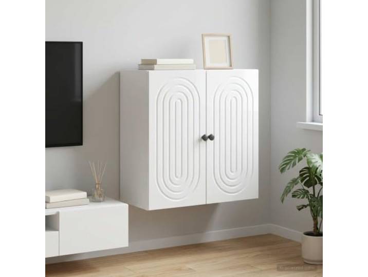 VIHHQGC Wandschrank Hochglanz Weiß 59 x 31 x 60 cm Holzwerkstoff Vintage-Stil, 90°-Pendeltüren, wandmontiert, viel Stauraum, robuste Verarbeitung, platzsparend