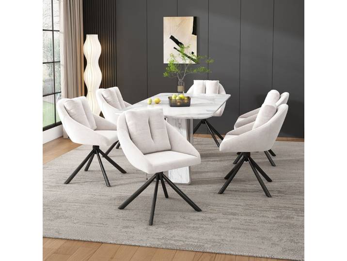 Fauteuil Nouveau Eco - friendly Material chaise en velours beige moderne chaise de salle à manger pivotante élégante et