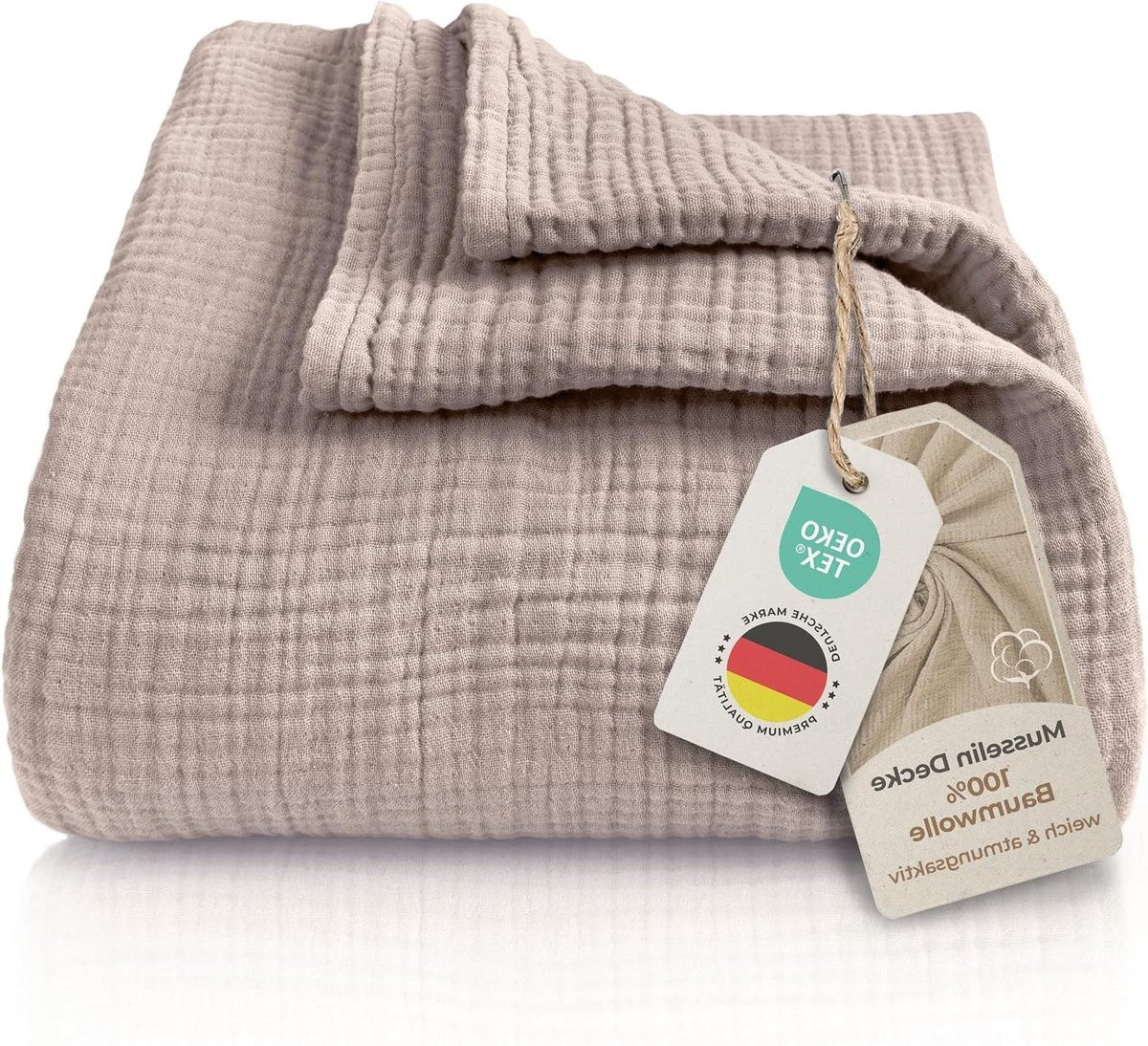 Mousseline sprei Taupe - Vierlaags katoenen deken - 220 x 240 cm