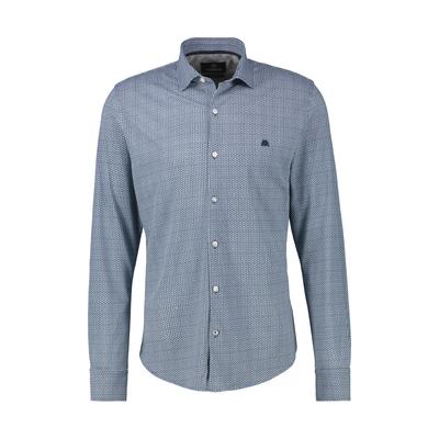 Karohemd LERROS "Übergrössen-Hemd mit Minimal-Karomuster", Herren, Gr. 4XL, extraweit, blau (storm blau), 100% Baumwolle, Hemden Karohemd