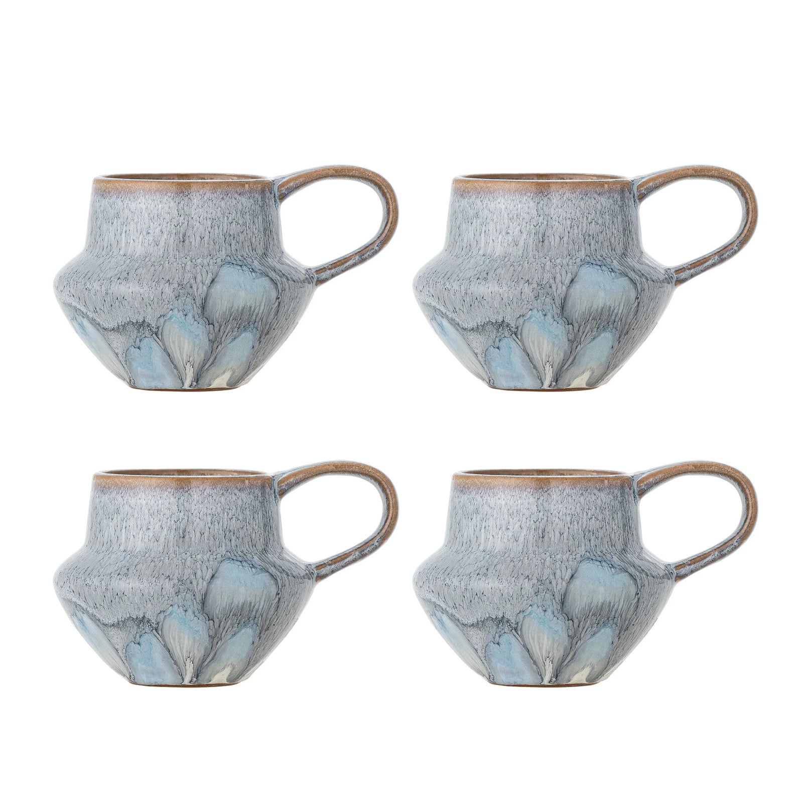 Bloomingville Bessie mokken blauw set van 4 stuks van keramiek en steengoed