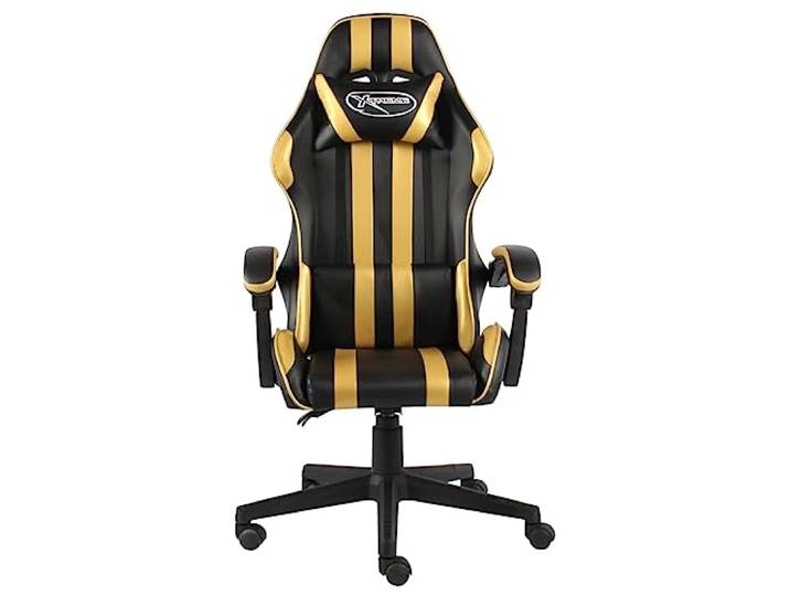 HKLGBVCR Gamer-Sessel, Kunstleder, Schwarz, hohe Rückenlehne Neigbar 360°, 5 Rollen, höhenverstellbar, Kapazität 110 kg, Lendenkissen