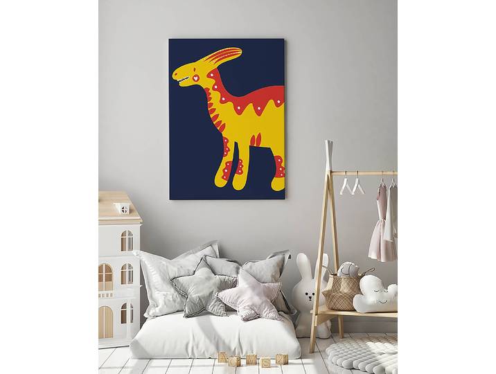 Impression sur toile Love My Dino 60 x 80cm Bleu