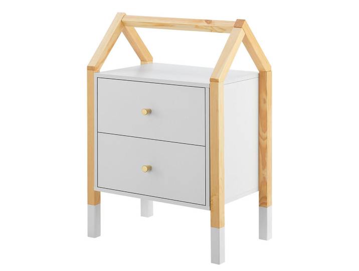 Juskys Nachttisch Enny mit 2 Schubladen Kinder, Weiß, Holz, 30x55x46 cm, Babymöbel & Kindermöbel, Babyzimmer, Babyregale & Kinderregale