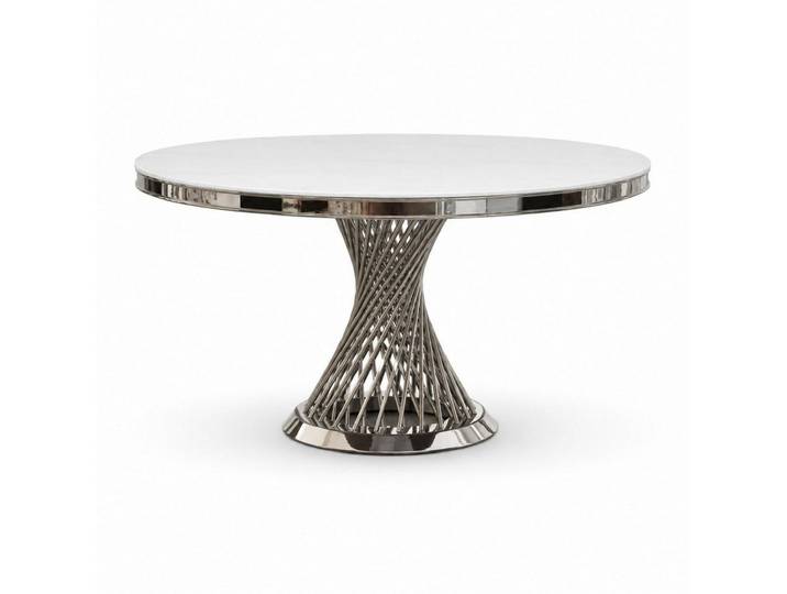 Xlmoebel Esstisch Tisch Helix Marmor Chrom Luxus Speisezimmer edel modern Sofort (1-St., 1-tlg), Exklusives Helix-Design hochglanzverchromtes Gestell edle Marmor-Optik
