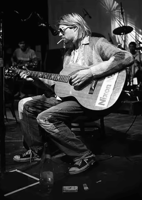 Inspire Curations Vintage Kurt Cobain Black & White Canvas Poster Retro Rock Wall Art Decor b 40x50cm No Frame