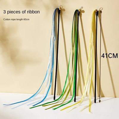 Inspired Living Feather Ribbon Cat Teaser Wand With Bell pack Of 3 B