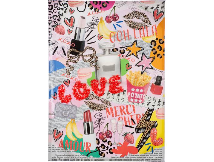 Leinwandbild GILDE Bild rechteckig OOH LALA , bunt (farbe bild(er): mehrfarbig, pink, rosa), B:80cm H:110cm T:5cm, Poly-Leinwand, Bilder, Leinwandbild