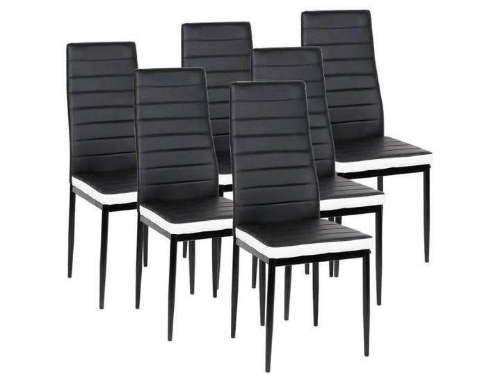 Chaise de Salle à Manger - Shenglimeii - Lot de 6 - Simili noir - Contemporain - Design - Métal