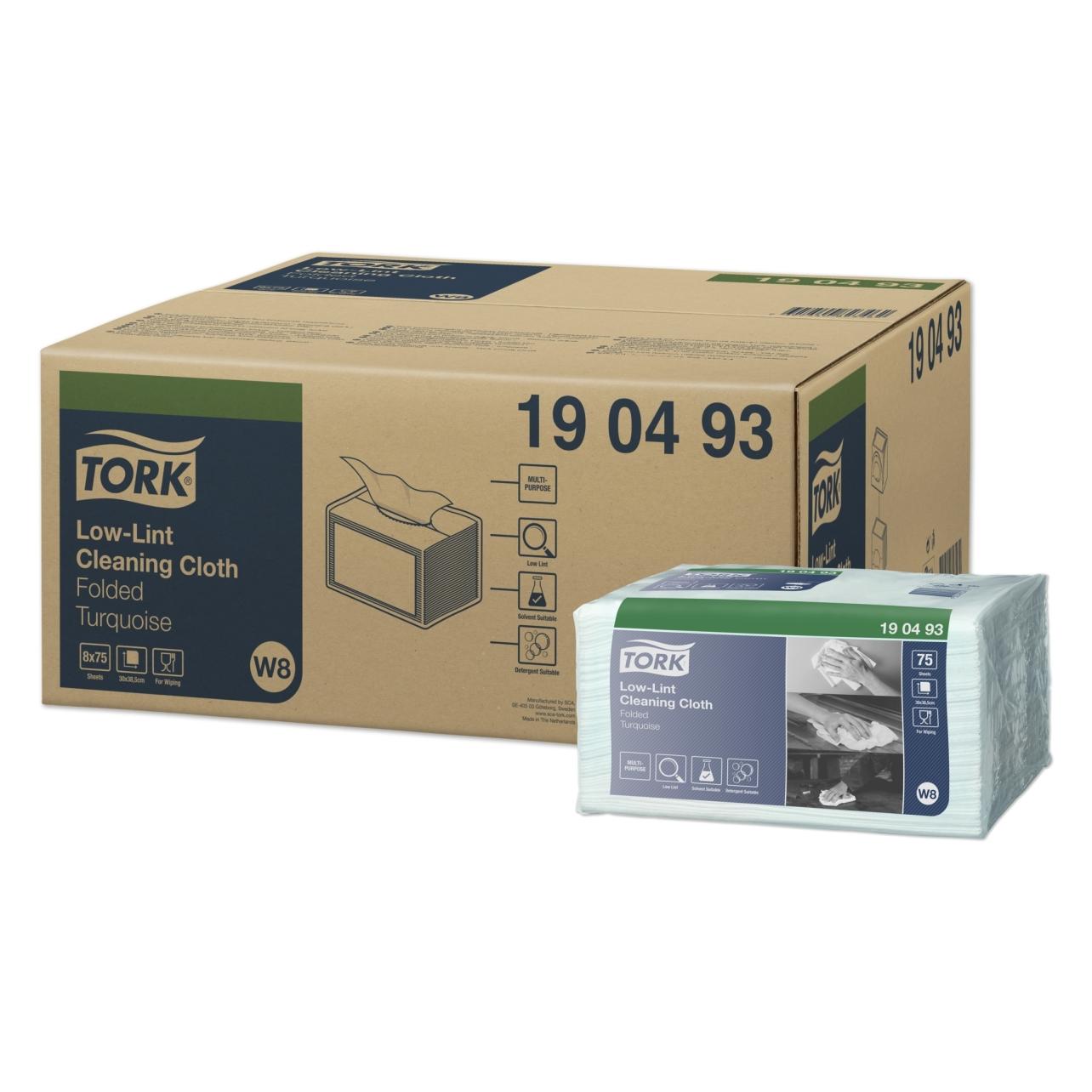 Tork Low-Lint Cleaning Cloths Blue 8x75 (600 Stk.) (190493)