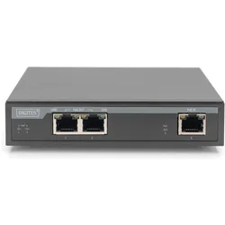 Digitus 2-Port Gigabit 4PPoE Extender, 802.3at, 60 W (3 Ports), Netzwerk Switch, Schwarz