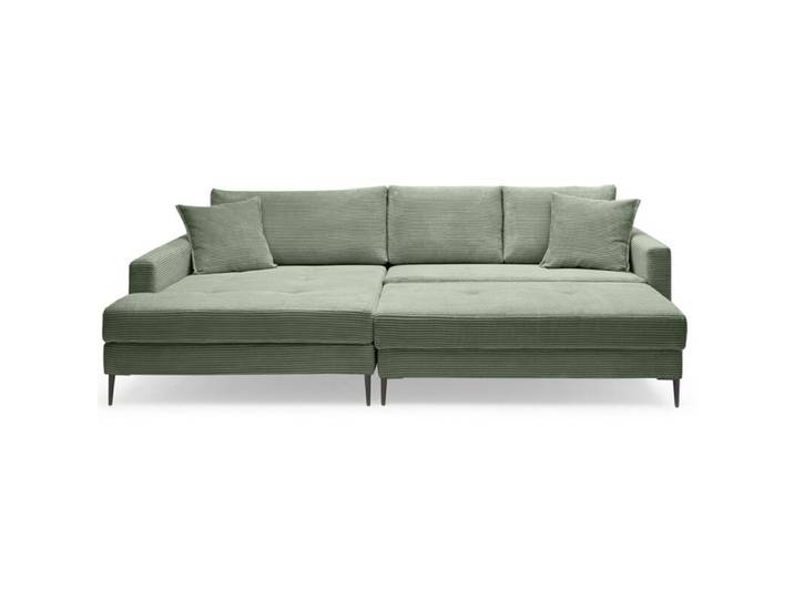 Trendstore Hilary Ecksofa in Cord mit Megahocker - Cord Zoom wintermoss - links Modern