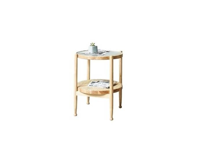 Couchtisch Moderner, einfacher Rattan-Couchtisch aus Holz for kleine und große Familien. Doppelschichtiger runder Couchtisch im Wohnzimmer Tische for Wohnzimmer(B)