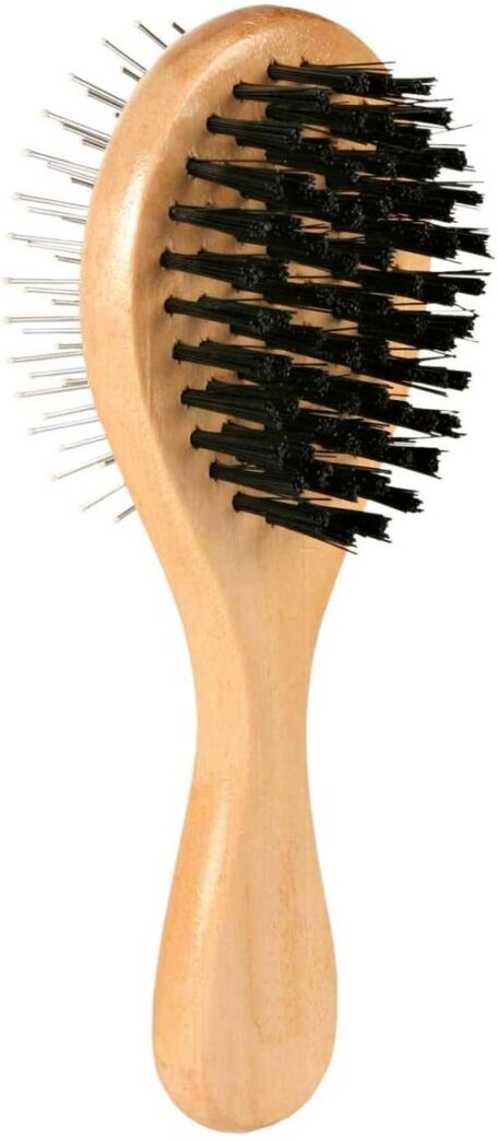 TRIXIE Bürste, beidseitig, Holz / Nylon- & Drahtborsten, 5 x 17 cm