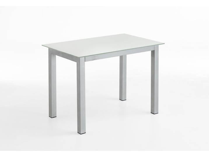 Esstisch 110 x 70 cm Glas weiß/grau