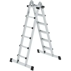 Günzburger Steigtechnik Teleskopleiter 4-teilig mit Traverse 4x6 Sprossen