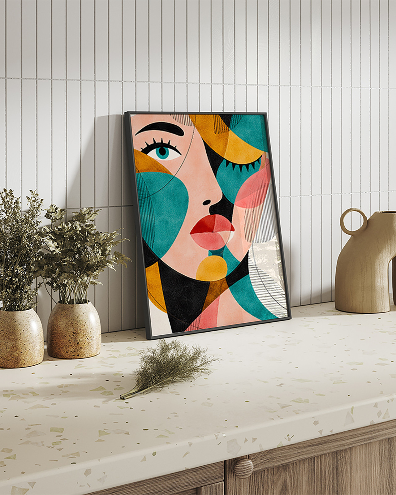 home24 Kunstprint Fragments of Her, Meerdere kleuren, B: 42 cm x H: 52 cm