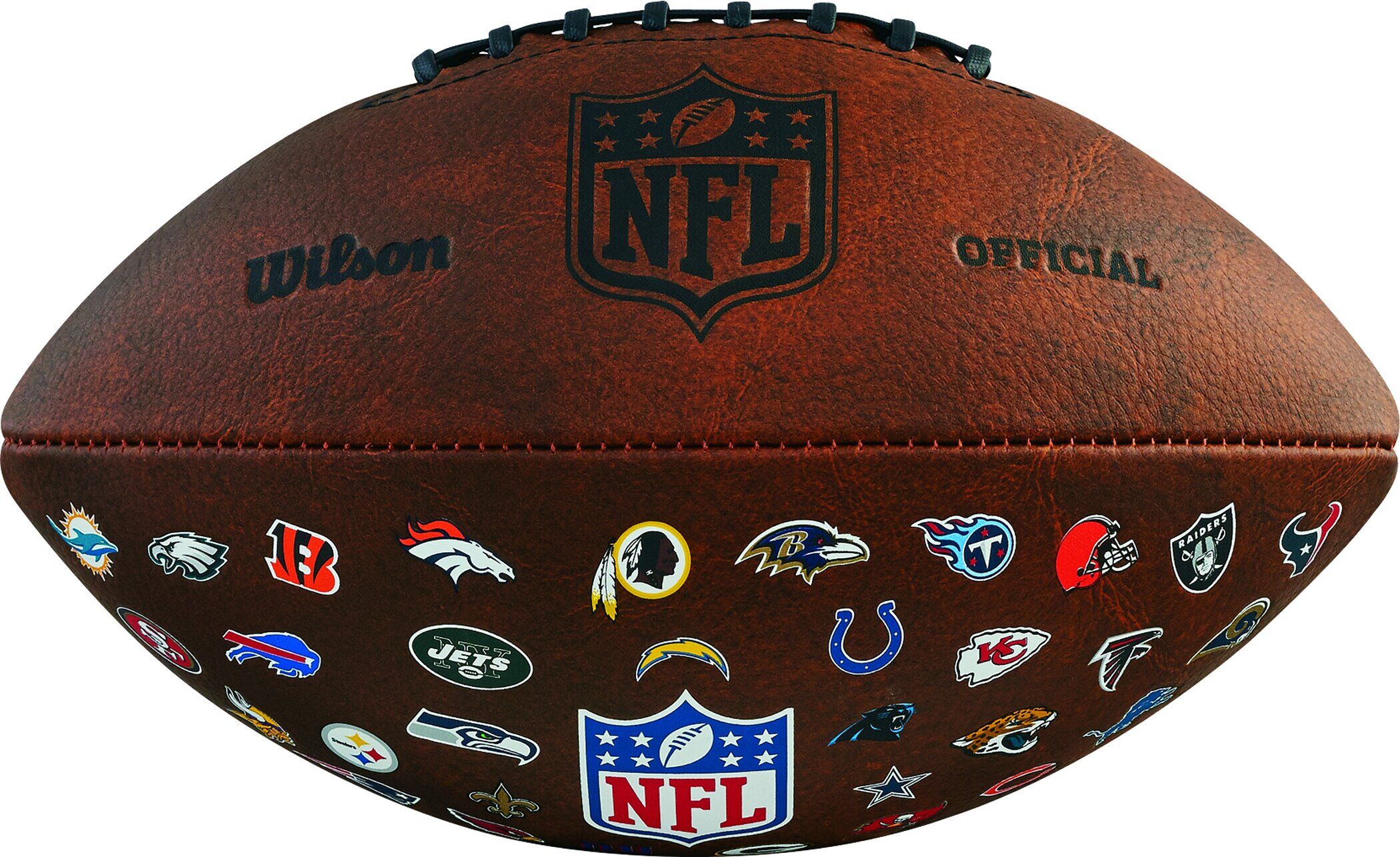 Football WILSON "NFL THROWBACK FB 32 TEAM LOGO", braun, Bälle, Synthetik, Football, für Erwachsene, aus Synthetik, neutraler Schnitt