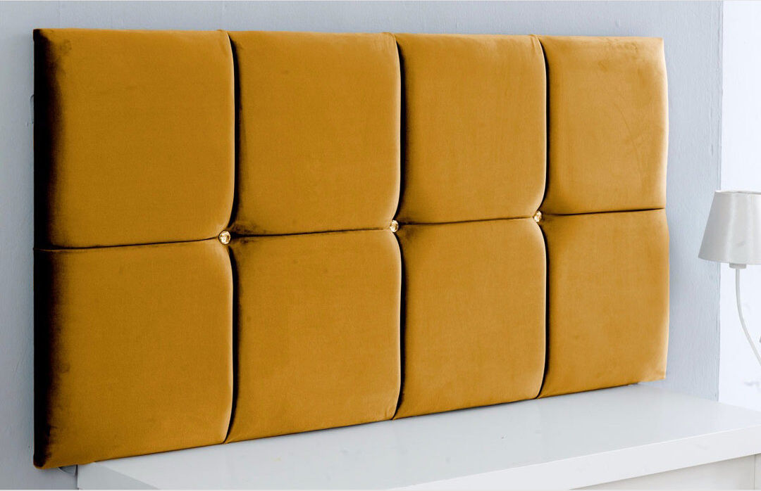 17 Stories Carter-James Upholstered Velvet Headboard Turmeric Kingsize (5')