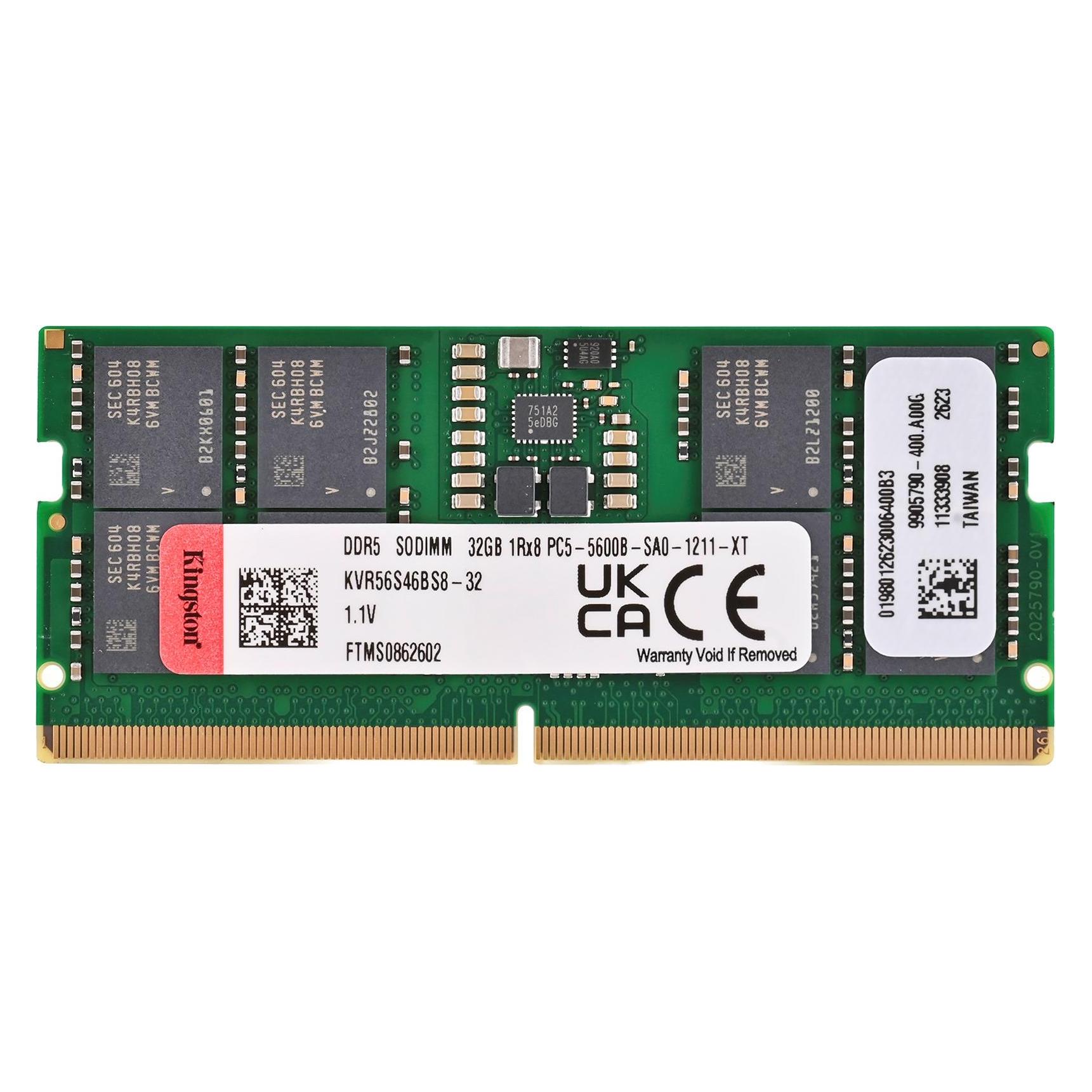 Kingston SORAM D5 5600 32GB C46 (1 x 32GB, 5600 MHz, DDR5-RAM, SO-DIMM) (KVR56S46BS8-32)