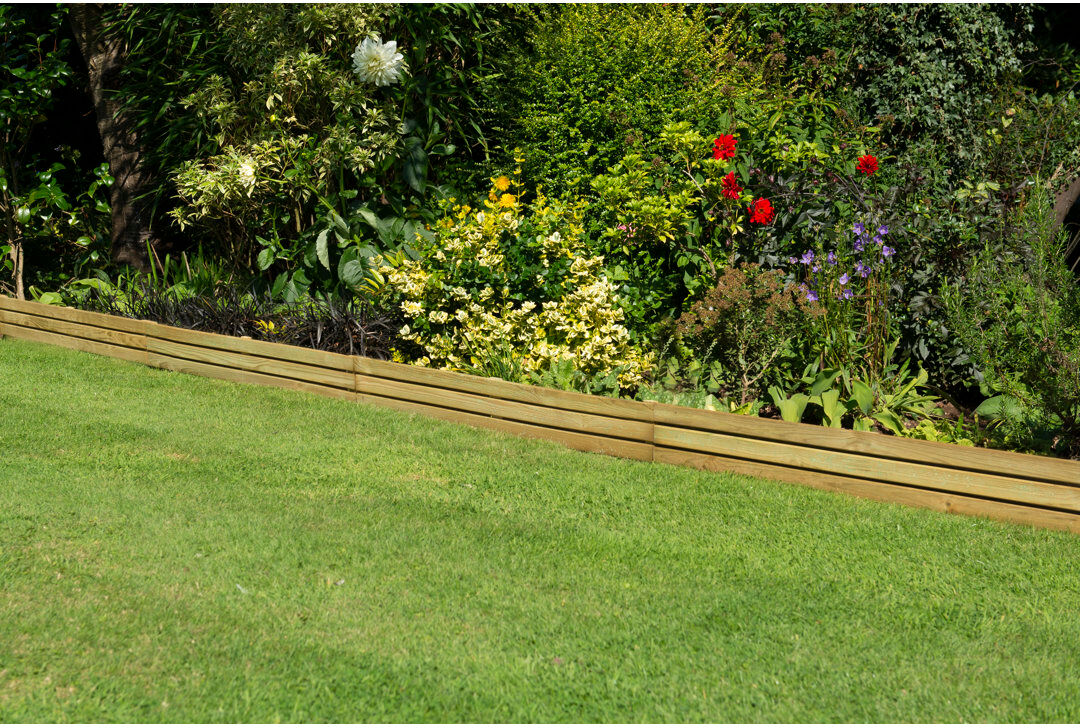 Forest Garden 34 cm H x 120 cm W Lawn Edging Fencing Natural Timber 120cm W X 34cm H X 3cm D
