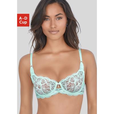 Bügel-BH LASCANA "BH mit Bügel, Spitzen-BH, als Dessous-Set kombinierbar, Nikoletta", Damen, Gr. 80, Cup C, grün (türkis), Spitze, Obermaterial: 88% Polyamid, 12% Elasthan, BHs Bügel-BH, sexy Dessous, sexy Unterwäsche, Reizwäsche Damen