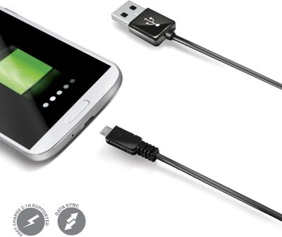 Celly Micro-USB Kaapeli, 2m, Musta