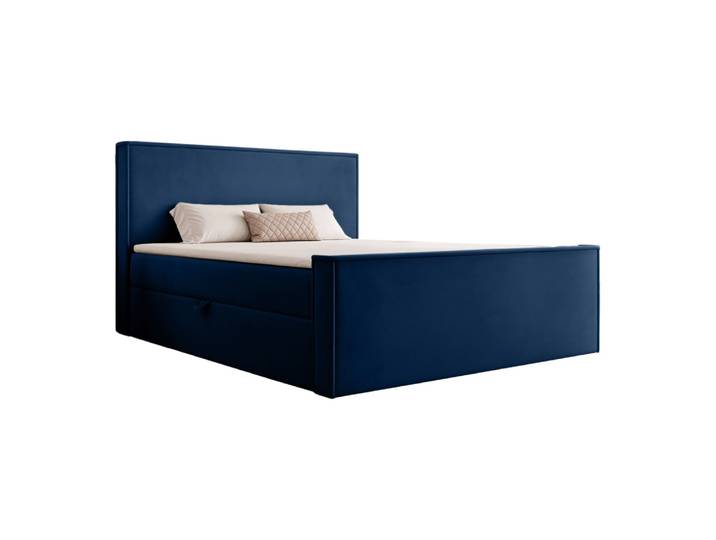 Lit boxspring en velours 180x200 cm, bleu