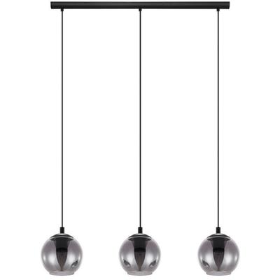 EGLO Pendelleuchte "ARISCANI", schwarz (schwarz, transparent), 3, H: 110cm, 1 Stk., Leuchten, Lampe für Esstisch, Hängeleuchte, Rauchglas schwarz transparent, E27, Pendelleuchte