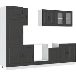 vidaXL 8-tlg. Küchenschrank-Set Kalmar Schwarz Holzwerkstoff